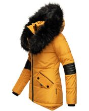 Navahoo Nirvana Damen Parka Winterjacke mit Kunstfell Gelb Größe M - Gr. 38