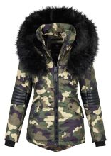 Navahoo Nirvana ladies parka winter jacket with fur collar - Camo-Gr.XS