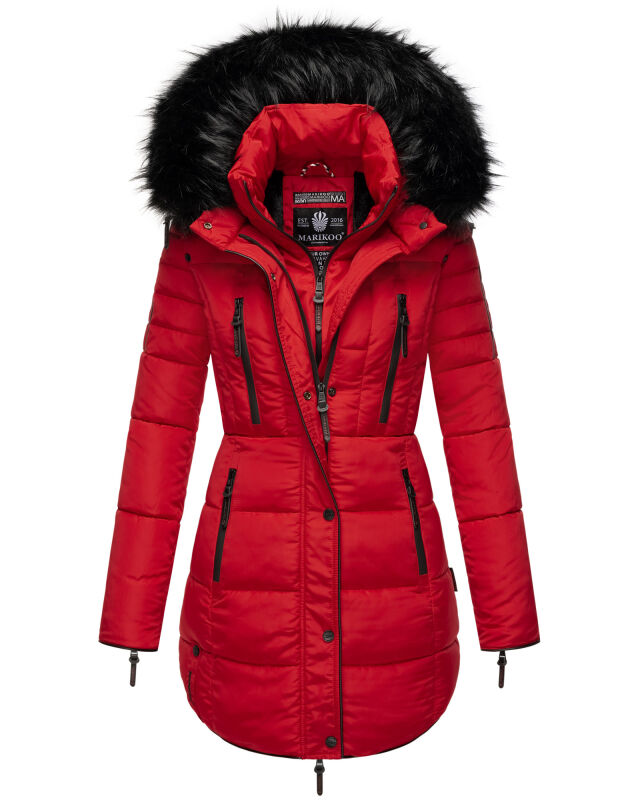 Marikoo Moonshine warme Damen Parka Winterjacke gesteppt Rot