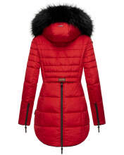 Marikoo Warm Ladies Winter Jacket Winterjacket Parka Quilted Coat Long B401 Red Size M - Size 38