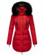 Marikoo Warm Ladies Winter Jacket Winterjacket Parka Quilted Coat Long B401 Red Size M - Size 38