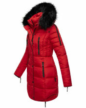 Marikoo Warm Ladies Winter Jacket Winterjacket Parka Quilted Coat Long B401 Red Size L - Size 40