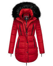 Marikoo Warm Ladies Winter Jacket Winterjacket Parka Quilted Coat Long B401 Red Size S - Size 36