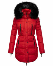 Marikoo Warm Ladies Winter Jacket Winterjacket Parka Quilted Coat Long B401 Red Size XL - Size 42