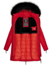 Marikoo Warm Ladies Winter Jacket Winterjacket Parka Quilted Coat Long B401 Red Size XXL - Size 44