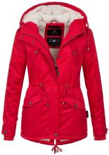 Marikoo Manolya Damen Parka Winterjacke mit Teddyfell Rot Größe XS - Gr. 34