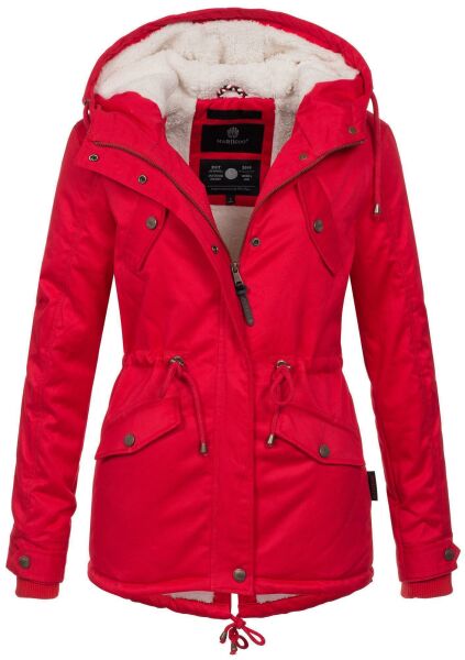 Marikoo Manolya Damen Parka Winterjacke mit Teddyfell Rot Größe L - Gr. 40