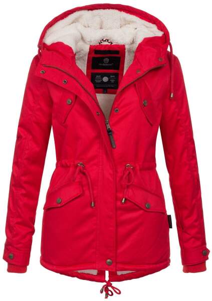 Marikoo Manolya Ladies Parka Jacket with Teddy Fur Red Size XL - Gr. 42