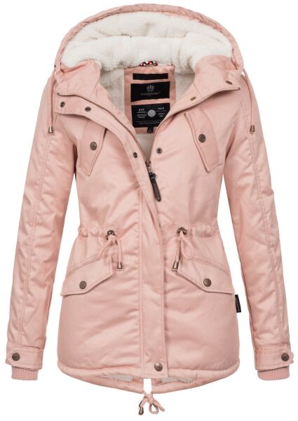 Marikoo Manolya Damen Parka Winterjacke mit Teddyfell Rosa Größe XS - Gr. 34