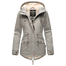 Marikoo Manolya Damen Parka Winterjacke mit Teddyfell Grau Größe XS - Gr. 34