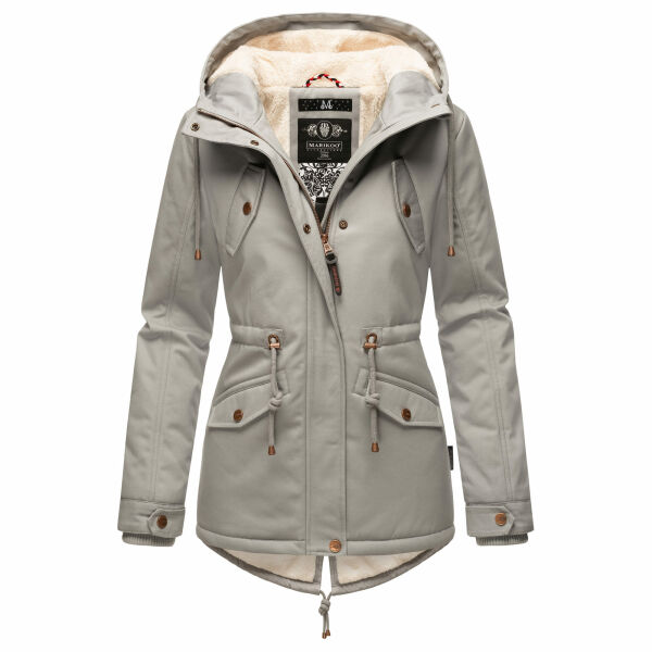 Marikoo Manolya Damen Parka Winterjacke mit Teddyfell Grau Größe M - Gr. 38