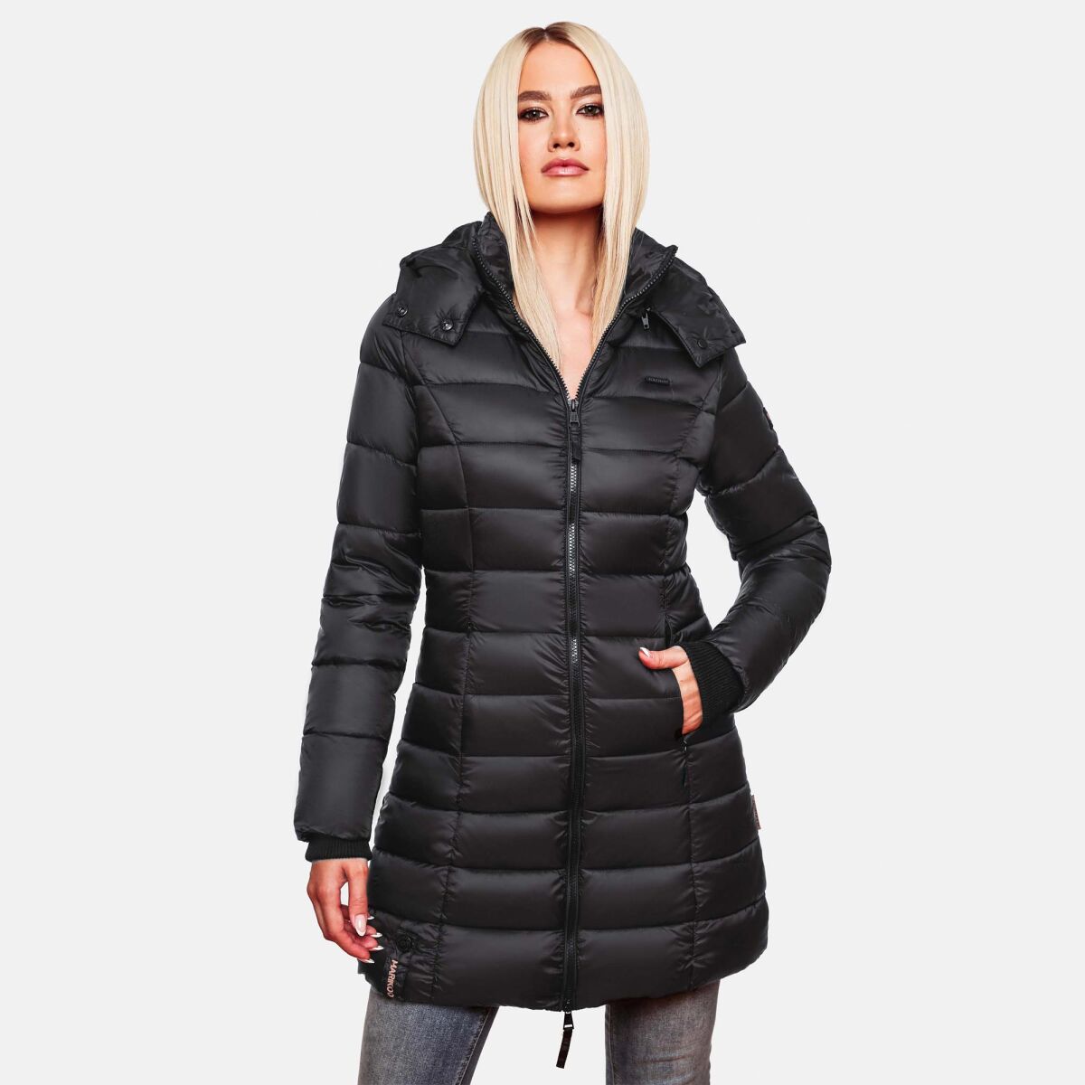 Marikoo Abendsternchen Damen Winterjacke gesteppt Schwarz-Größe L - Gr. 40