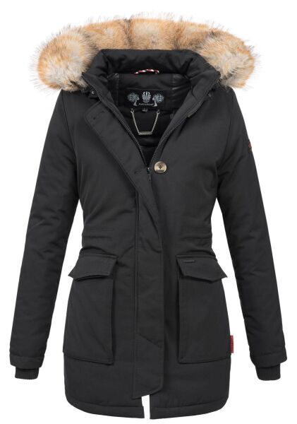 Navahoo Schneeengel Damen Winterjacke warm gefüttert mit Kapuze Schwarz Größe S - Gr. 36