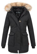 Navahoo Schneeengel Damen Winterjacke warm gefüttert mit Kapuze Schwarz Größe S - Gr. 36