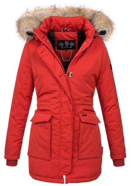 Navahoo Schneeengel Damen Winterjacke warm gefüttert mit Kapuze Rot Größe S - Gr. 36