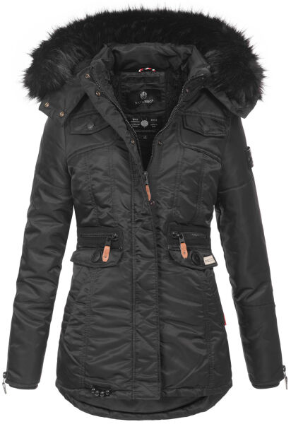 Navahoo Schätzchen Damen Winterjacke mit Teddyfell Schwarz Größe M - Gr. 38