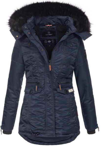 Navahoo Schätzchen Damen Winterjacke mit Teddyfell Navy Größe XS - Gr. 34