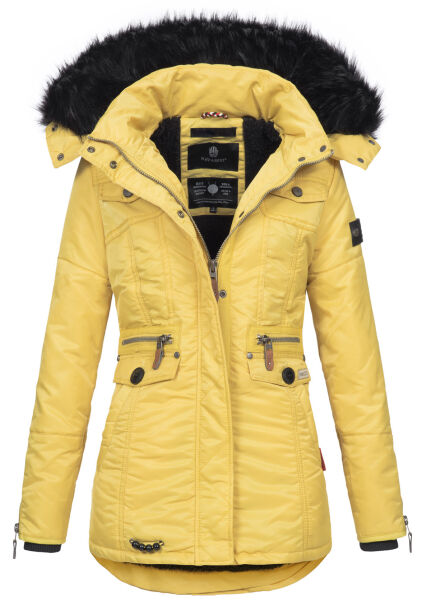 Navahoo Schätzchen Damen Winterjacke mit Teddyfell Gelb Größe M - Gr. 38