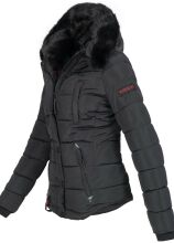 Marikoo Lotus warme Damen Winterjacke gesteppt mit Kunstfell Schwarz Größe XS - Gr. 34