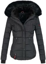 Marikoo Lotus warme Damen Winterjacke gesteppt mit Kunstfell Schwarz Größe M - Gr. 38