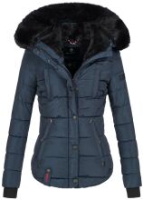 Marikoo Lotus warme Damen Winterjacke gesteppt mit Kunstfell Navy Größe XS - Gr. 34