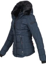 Marikoo Lotus warme Damen Winterjacke gesteppt mit Kunstfell Navy Größe XS - Gr. 34