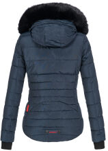 Marikoo Lotus warme Damen Winterjacke gesteppt mit Kunstfell Navy Größe S - Gr. 36