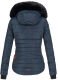 Marikoo Lotus warme Damen Winterjacke gesteppt mit Kunstfell Navy Größe M - Gr. 38