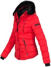 Marikoo Lotus warme Damen Winterjacke gesteppt mit Kunstfell Rot Größe XS - Gr. 34