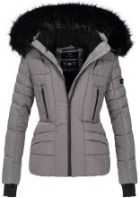 Navahoo Adele Ladies Winter Jacket Warm Lined Teddy Fur Quilted Winterjacket B361 Grey Size XS - Size 34