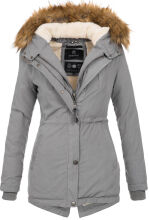 Marikoo Akira warme Damen Winterjacke mit Kapuze Grau Größe XS - Gr. 34