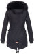 Navahoo Luluna Damen Winterjacke mit Kunstfell und Teddyfell Schwarz Größe XS - Gr. 34