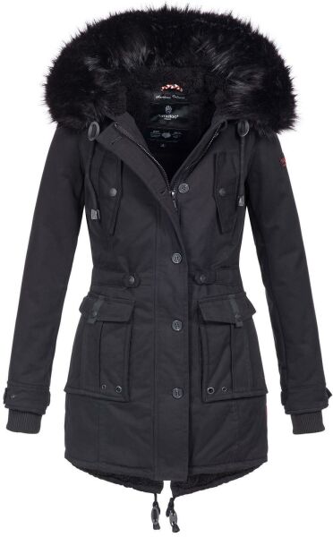Navahoo Luluna ladies winter jacket with faux fur - Black-Gr.XL