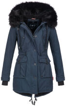 Navahoo Luluna Damen Winterjacke mit Kunstfell und Teddyfell Navy Größe XS - Gr. 34