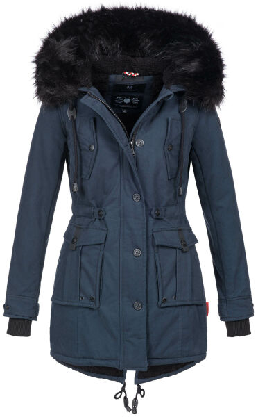 Navahoo Luluna Damen Winterjacke mit Kunstfell und Teddyfell Navy Größe S - Gr. 36