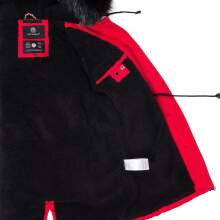 Navahoo Luluna Damen Winterjacke mit Kunstfell und Teddyfell Rot Größe S - Gr. 36