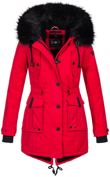 Navahoo Luluna Damen Winterjacke mit Kunstfell und Teddyfell Rot Größe L - Gr. 40