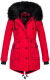 Navahoo Luluna Damen Winterjacke mit Kunstfell und Teddyfell Rot Größe L - Gr. 40