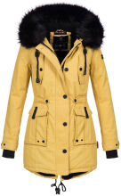 Navahoo Luluna Damen Winterjacke mit Kunstfell und Teddyfell Gelb Größe S - Gr. 36