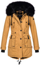 Navahoo Luluna Damen Winterjacke mit Kunstfell und Teddyfell Camel Größe XS - Gr. 34