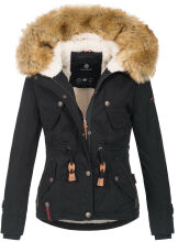 Navahoo Pearl Damen Winterjacke mit Kunstfell Schwarz...