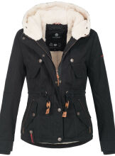 Navahoo Pearl Damen Winterjacke mit Kunstfell Schwarz Größe XS - Gr. 34