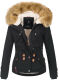 Navahoo Pearl Damen Winterjacke mit Kunstfell Schwarz Größe XS - Gr. 34