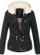 Navahoo Pearl Damen Winterjacke mit Kunstfell Schwarz Größe XS - Gr. 34