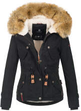 Navahoo Pearl ladies winter jacket with faux fur - Black-Gr.XXL