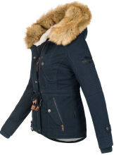 Navahoo Pearl Damen Winterjacke mit Kunstfell Navy Größe XS - Gr. 34