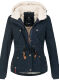 Navahoo Pearl Damen Winterjacke mit Kunstfell Navy Größe XS - Gr. 34