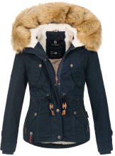 Navahoo Pearl Damen Winterjacke mit Kunstfell Navy...