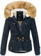 Navahoo Pearl Damen Winterjacke mit Kunstfell Navy Größe S - Gr. 36