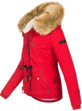 Navahoo Pearl Damen Winterjacke mit Kunstfell Rot Größe XS - Gr. 34